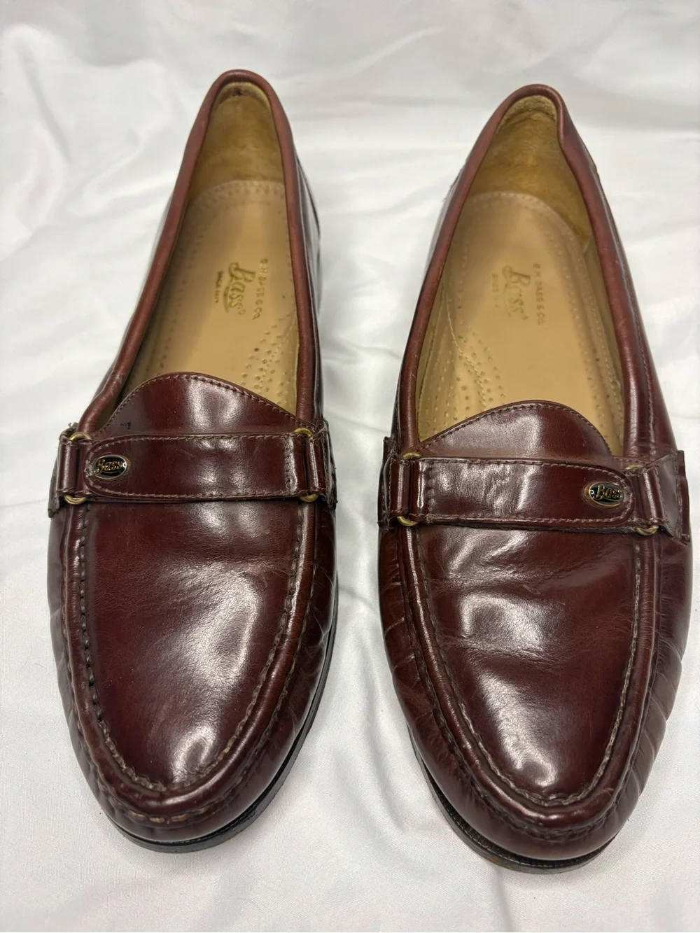 Bass Leather Penny Loafers in Mahogany Brown
